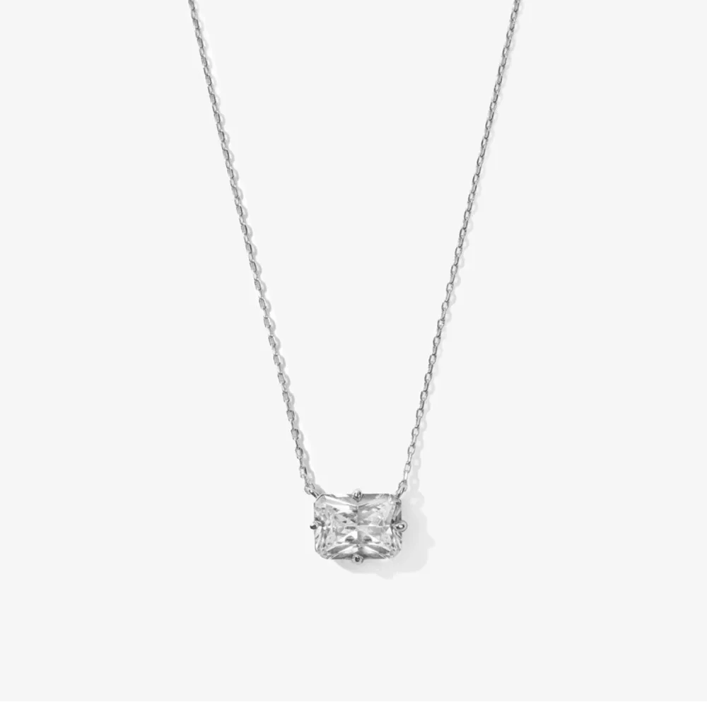 👑✨Melinda Maria~Your Royal Highness~ Silver emerald cut Necklace with Pendant👑 - Picture 6 of 11